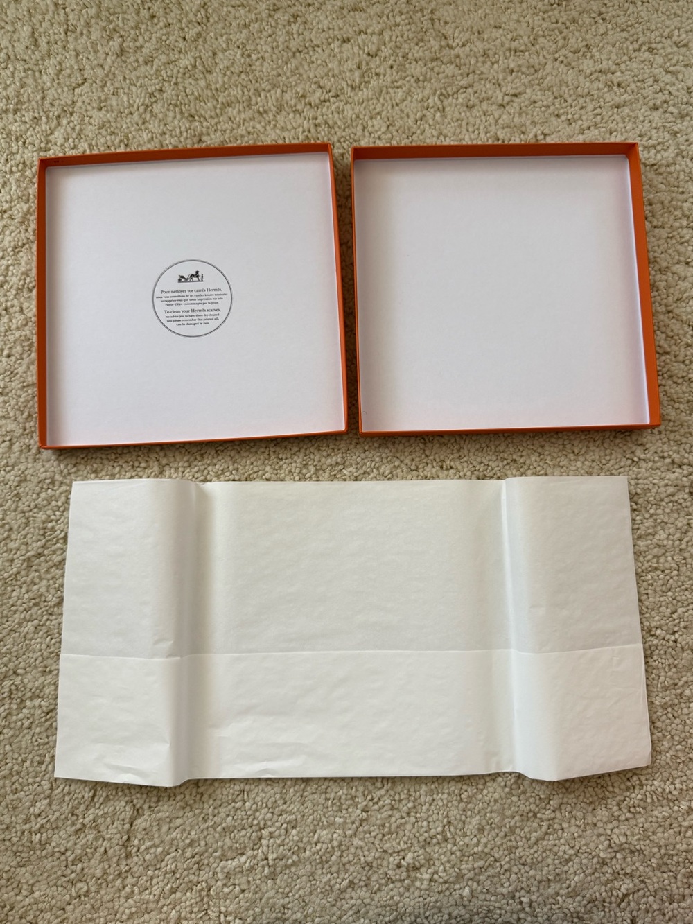 New Hermes box scarf square lid authentic EMPTY 9.5” tissue paper - Picture 3 of 4